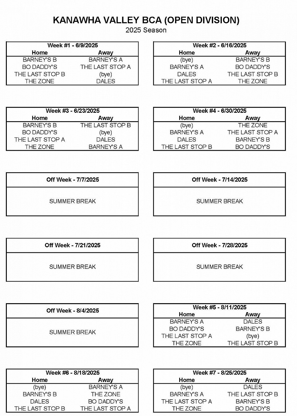 Men's Schedule Page 1